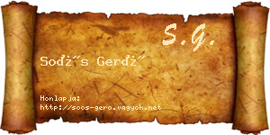 Soós Gerő névjegykártya